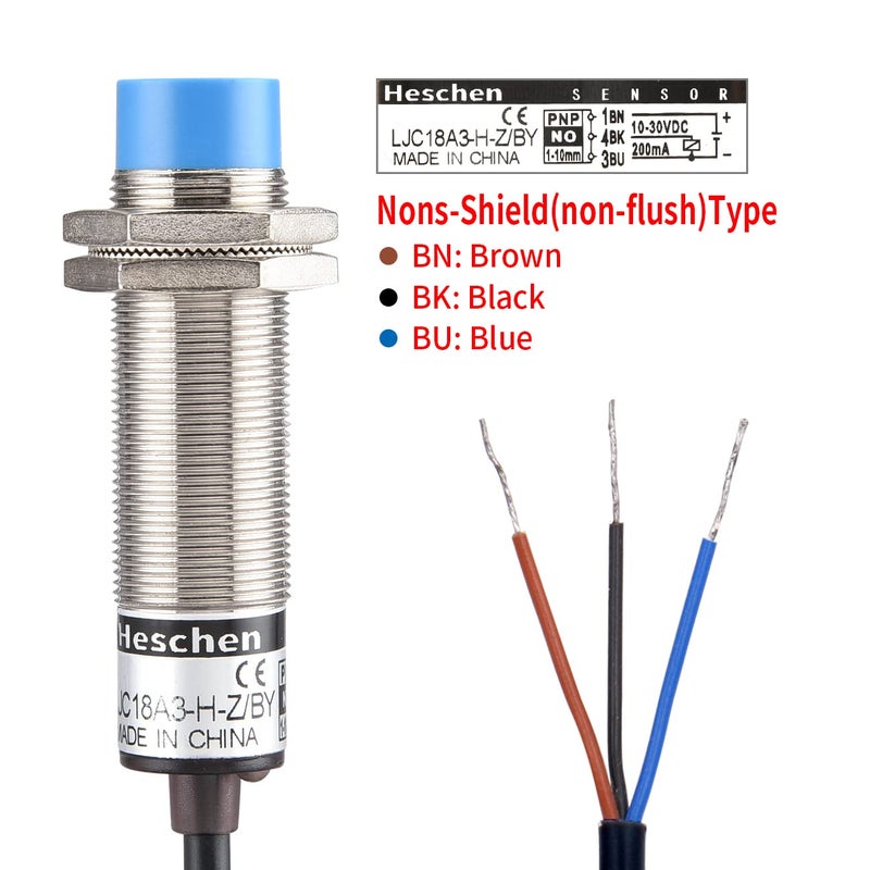 Heschen M18 Capacitive Proximity Sensor Switch Non-Shield Type LJC18A3-H-Z/BY Detection 10mm 10-30VDC 200mA 3 Wires (PNP NO, 3 Wires) - Image 5